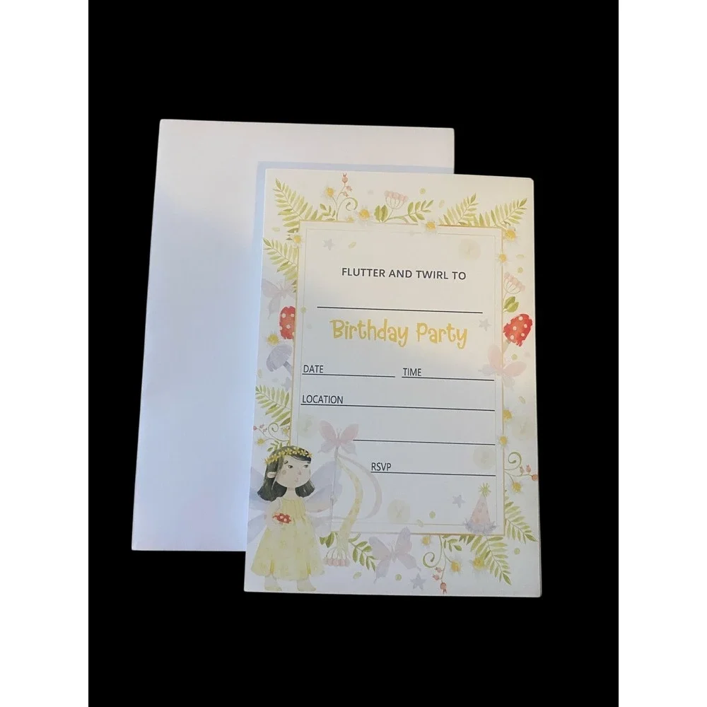 Fairy Birthday Party‎ Invitations Set of 20 Envelopes Included